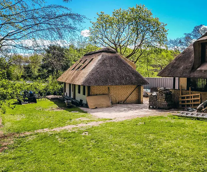 Billede af hyggeligt hus med stråtag